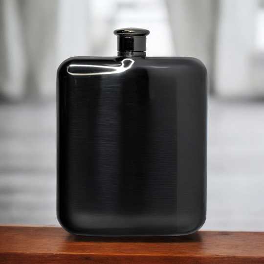 5oz Black Square Round Flask