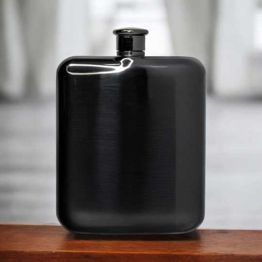 5oz Black Square Round Flask