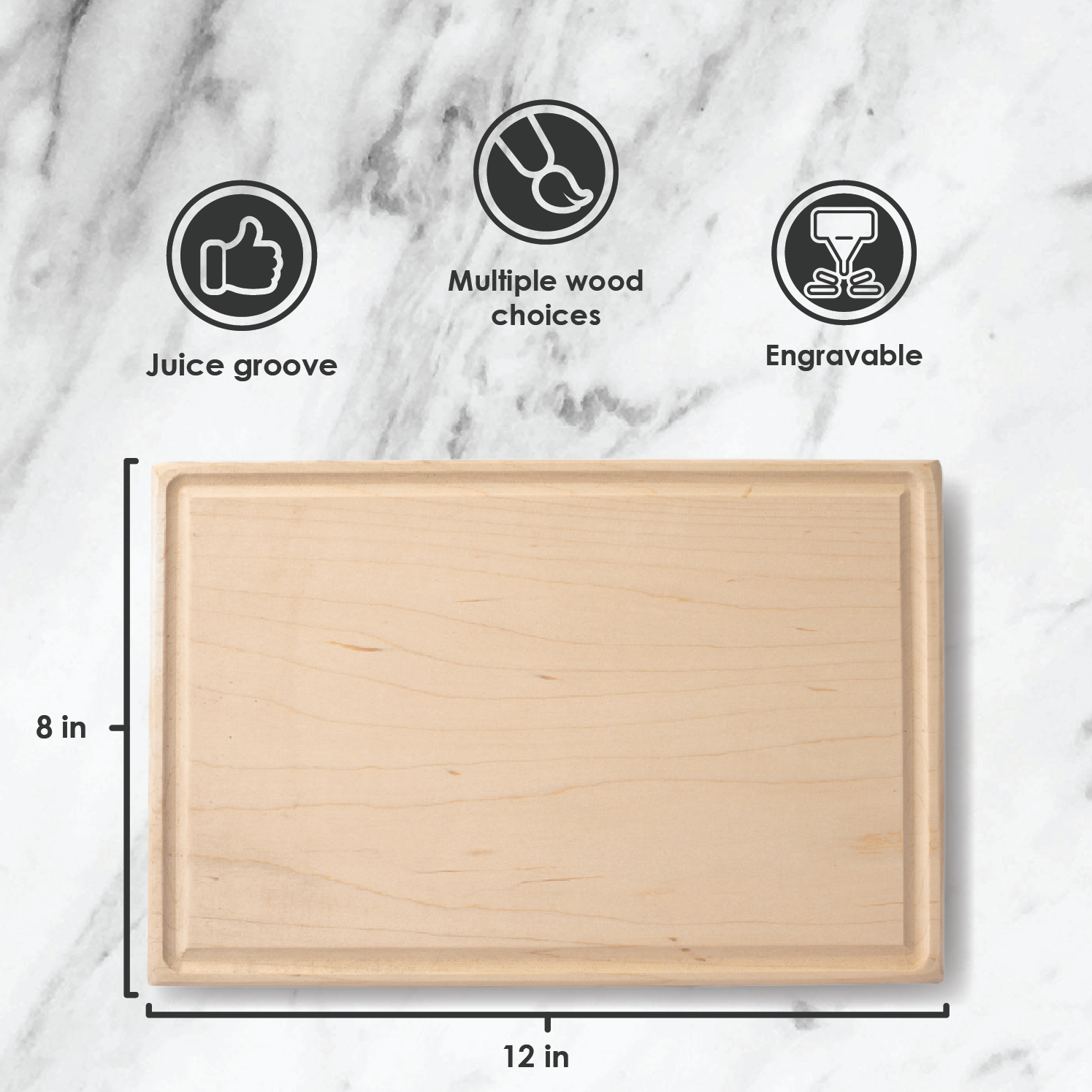 Wholesale Rectangular Cutting Boards – Walnut, Maple, & Red Oak (Groove or No Groove) — image 3