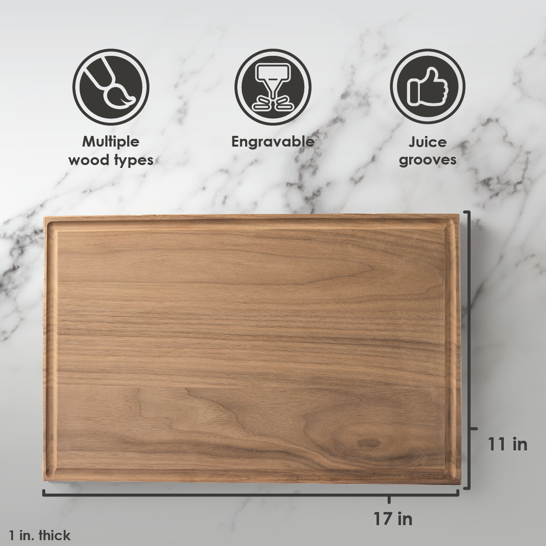 Wholesale Rectangular Cutting Boards – Walnut, Maple, & Red Oak (Groove or No Groove) — image 5